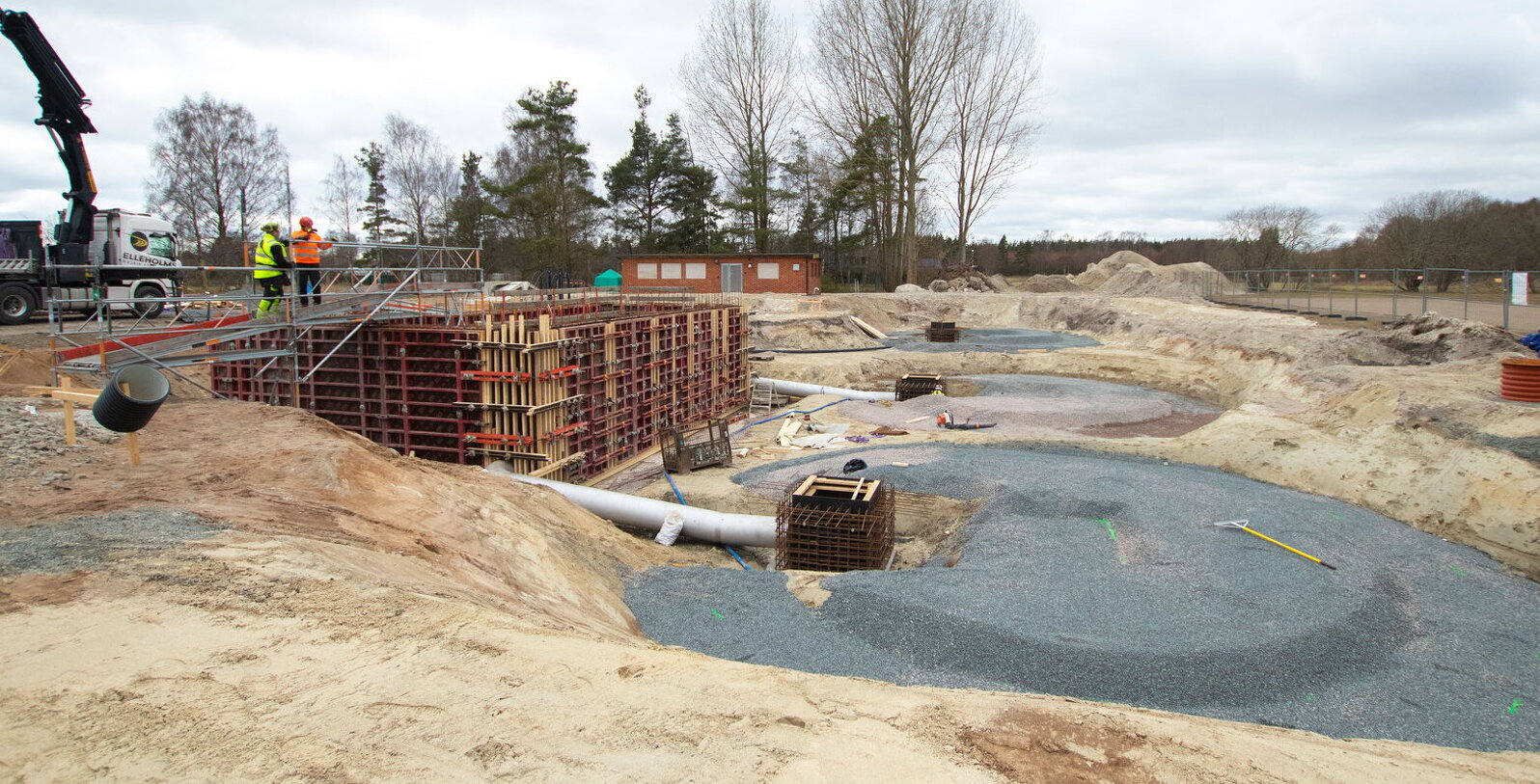 Bild på byggarbetsplatsen för det nya vattenverket i Nymölla.