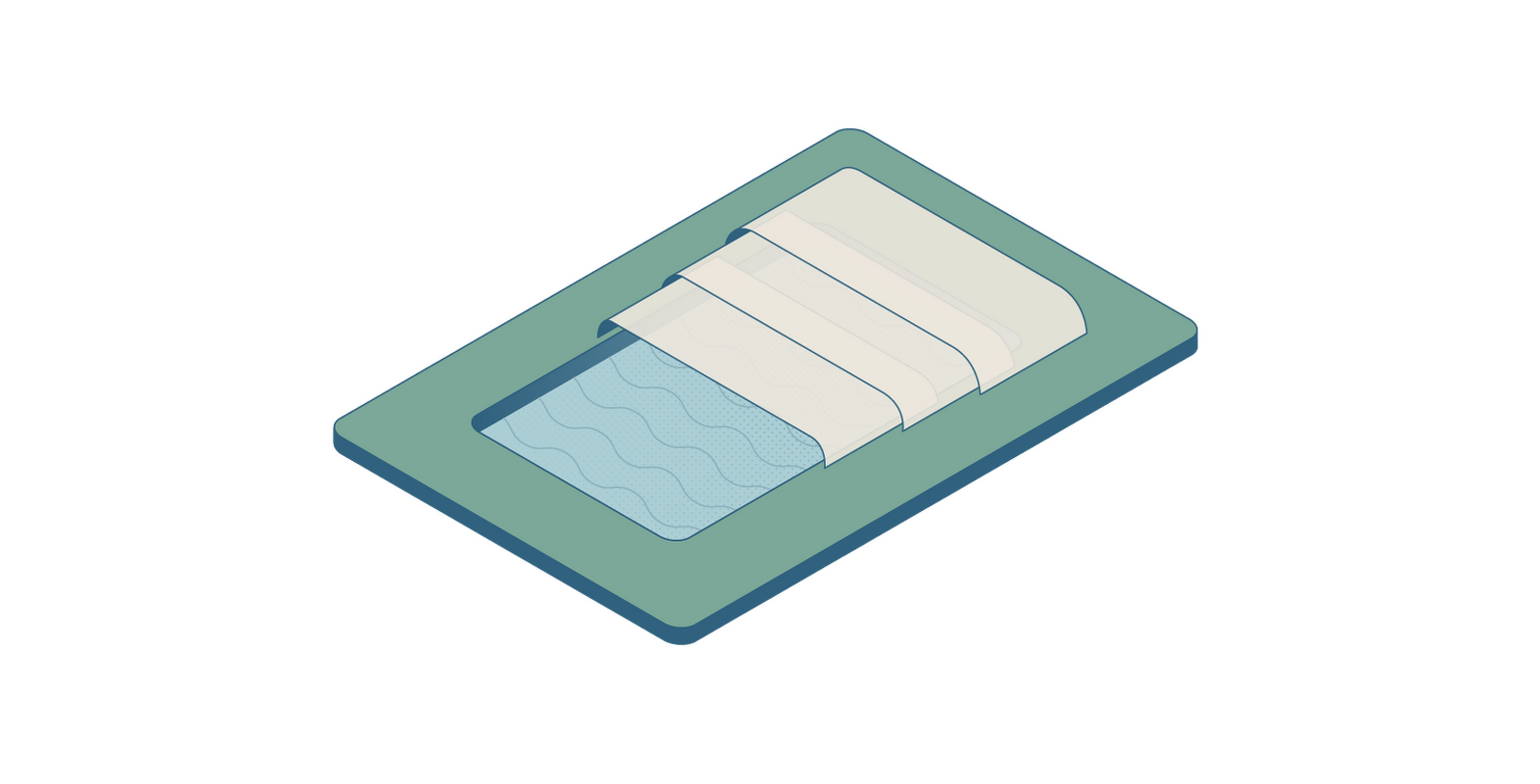 Illustration av en pool som har ett skyddstak som stängs över poolen.